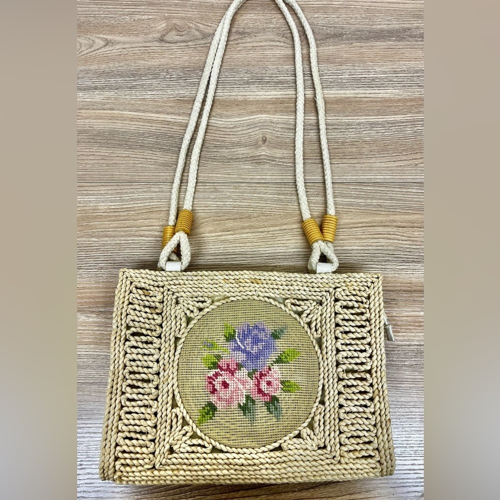 Vintage Cross Stitch Basket Weave Shoulder Bag - Picture 6 of 9